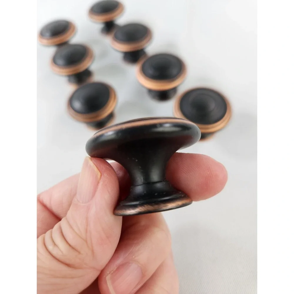 Lot of 8 Bronze Black Copper Round Metal Drawer Cabinet Dresser Desk Knob Pulls